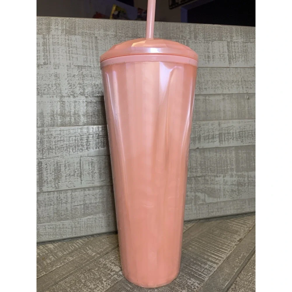 Starbucks 24oz Peach Dome Lid Cold Cup Tumbler with Straw Summer‎ 2021
